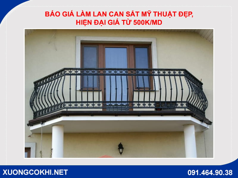 Báo giá làm lan can sắt mỹ thuật đẹp, hiện đại giá từ 500k/md