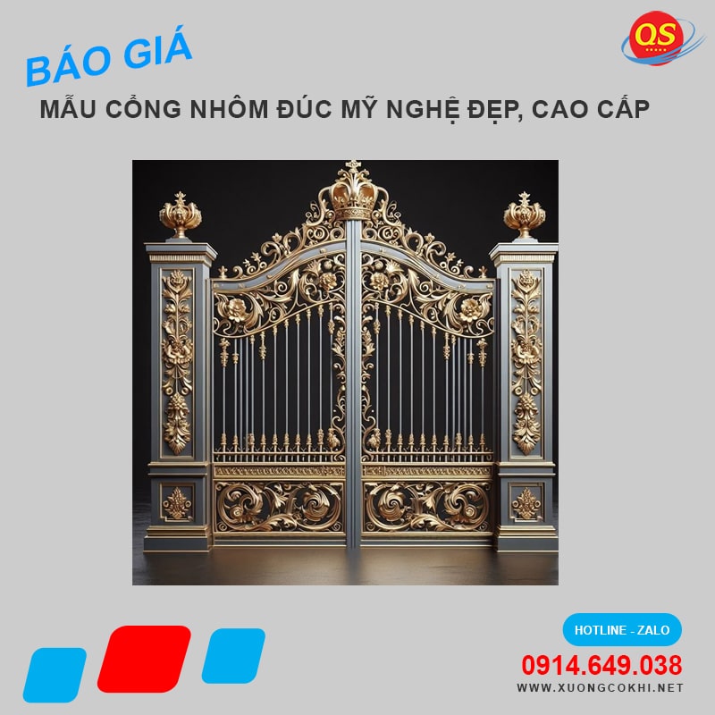 Báo giá 100 mẫu cổng nhôm đúc đẹp, hiện đại tại Hà Nội