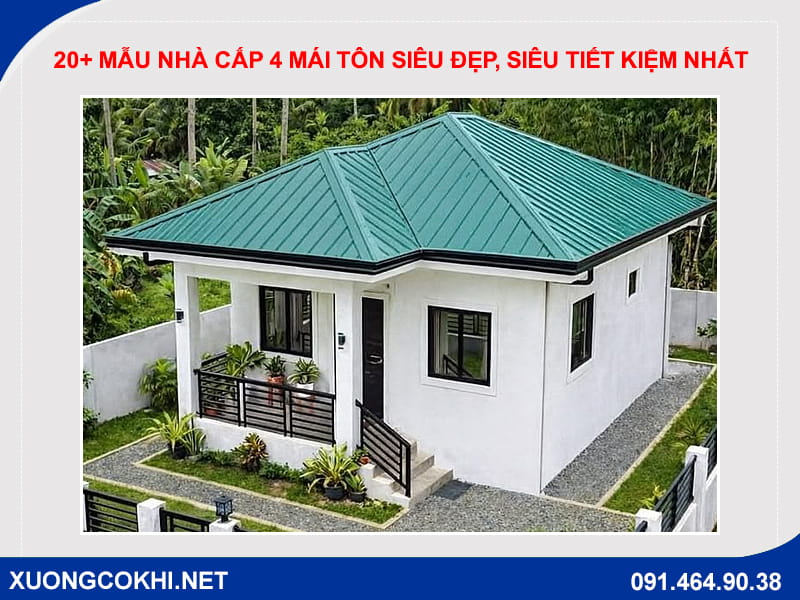 20+ Mẫu nhà cấp 4 mái tôn siêu đẹp, siêu tiết kiệm nhất