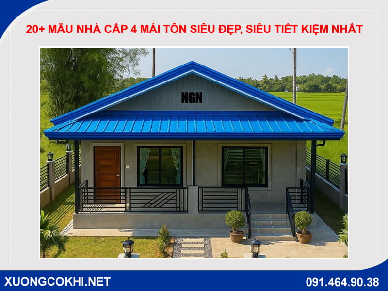 20+ Mẫu nhà cấp 4 mái tôn siêu đẹp, siêu tiết kiệm nhất