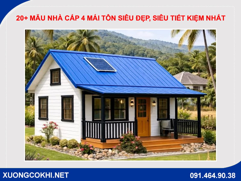 20+ Mẫu nhà cấp 4 mái tôn siêu đẹp, siêu tiết kiệm nhất