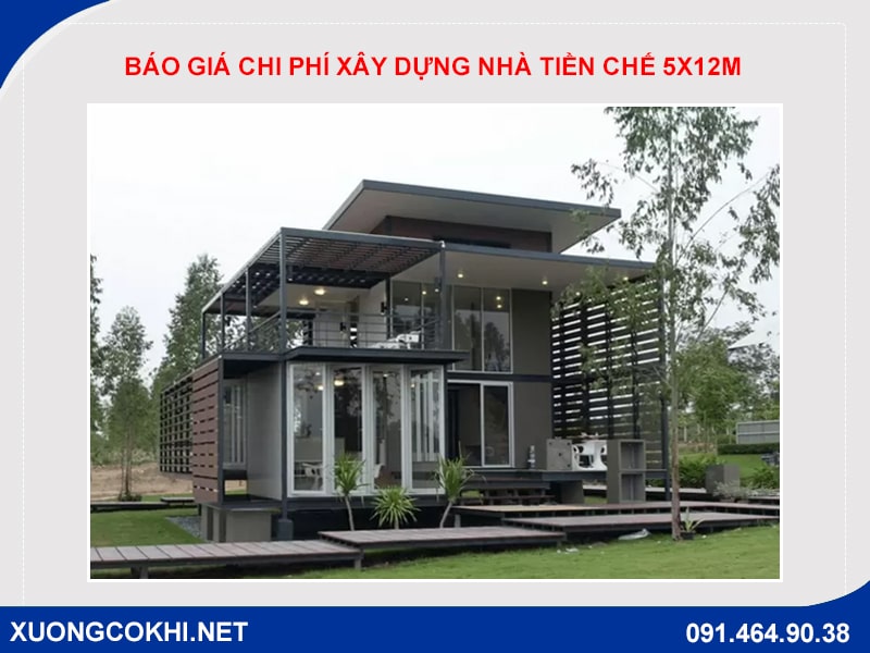 Báo giá chi phí xây dựng nhà tiền chế 5x12m cập nhật 2024