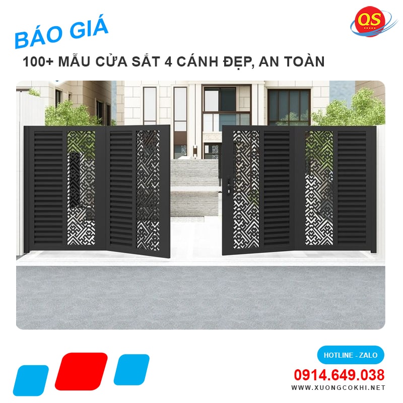 Báo giá cửa sắt 4 cánh tại Hà Nội giá chỉ từ 3 triệu đồng/bộ