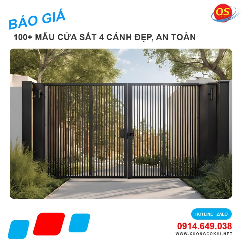 Báo giá cửa sắt 4 cánh tại Hà Nội giá chỉ từ 3 triệu đồng/bộ