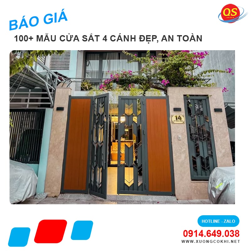 Báo giá cửa sắt 4 cánh tại Hà Nội giá chỉ từ 3 triệu đồng/bộ