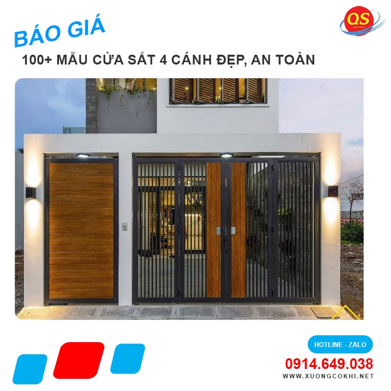Báo giá cửa sắt 4 cánh tại Hà Nội giá chỉ từ 3 triệu đồng/bộ