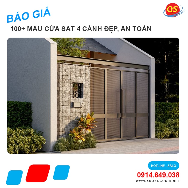Báo giá cửa sắt 4 cánh tại Hà Nội giá chỉ từ 3 triệu đồng/bộ