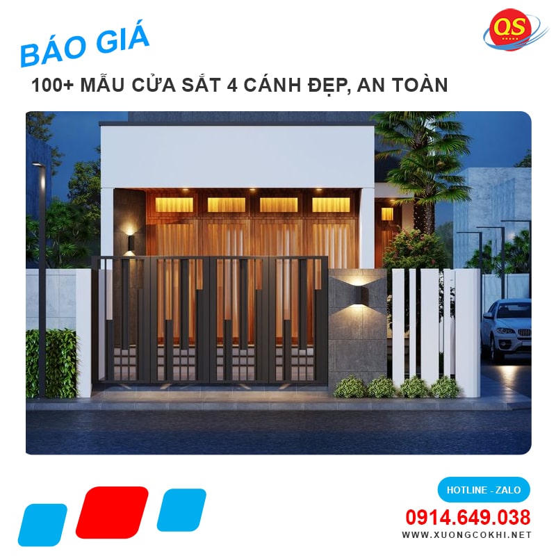 Báo giá cửa sắt 4 cánh tại Hà Nội giá chỉ từ 3 triệu đồng/bộ