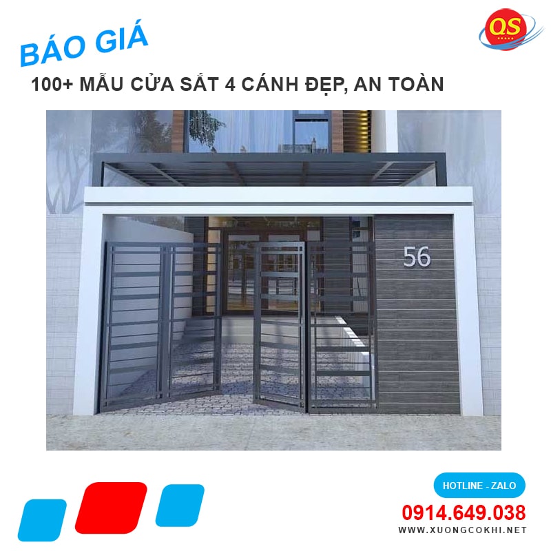 Báo giá cửa sắt 4 cánh tại Hà Nội giá chỉ từ 3 triệu đồng/bộ