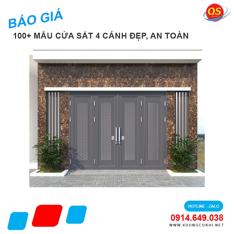 Báo giá cửa sắt 4 cánh tại Hà Nội giá chỉ từ 3 triệu đồng/bộ
