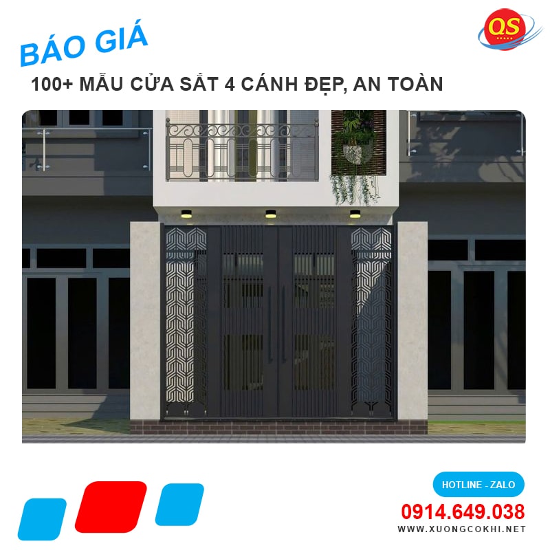 Báo giá cửa sắt 4 cánh tại Hà Nội giá chỉ từ 3 triệu đồng/bộ