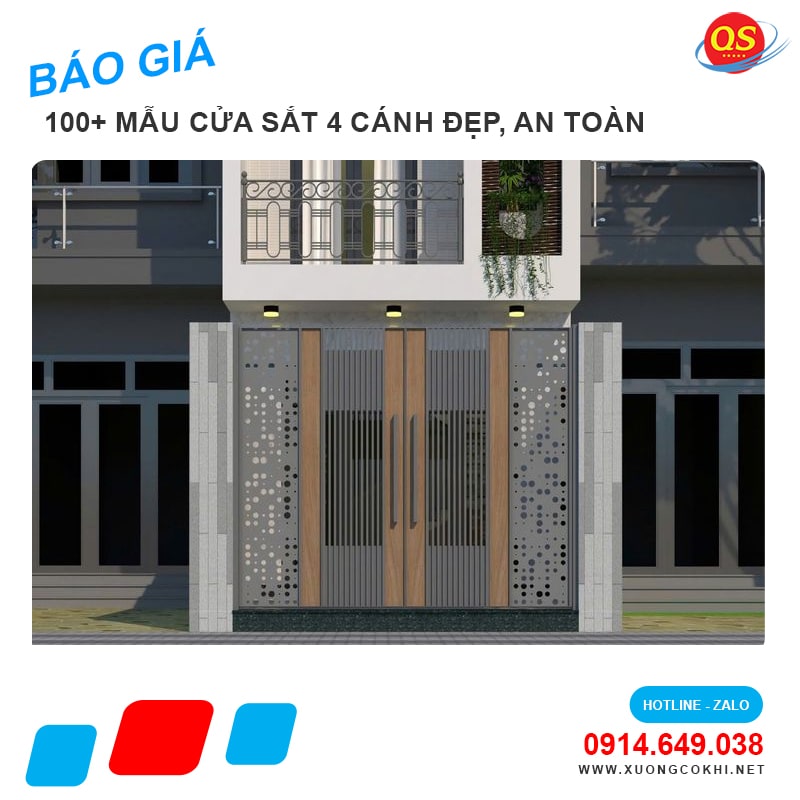 Báo giá cửa sắt 4 cánh tại Hà Nội giá chỉ từ 3 triệu đồng/bộ