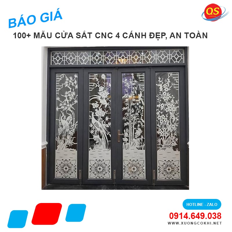 Báo giá mẫu cửa sắt CNC 4 cánh đẹp bao nhiêu 1m2?