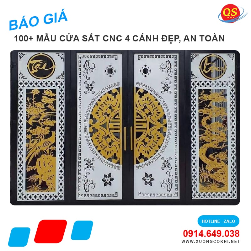 Báo giá mẫu cửa sắt CNC 4 cánh đẹp bao nhiêu 1m2?