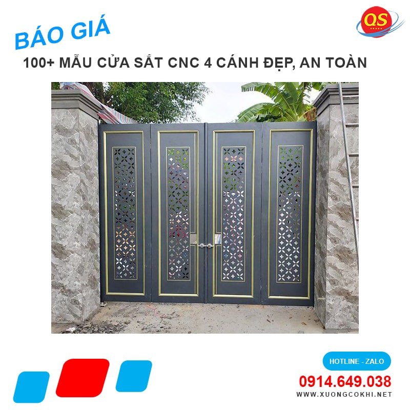 Báo giá mẫu cửa sắt CNC 4 cánh đẹp bao nhiêu 1m2?