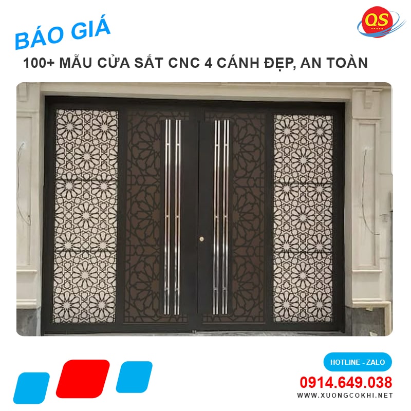 Báo giá mẫu cửa sắt CNC 4 cánh đẹp bao nhiêu 1m2?