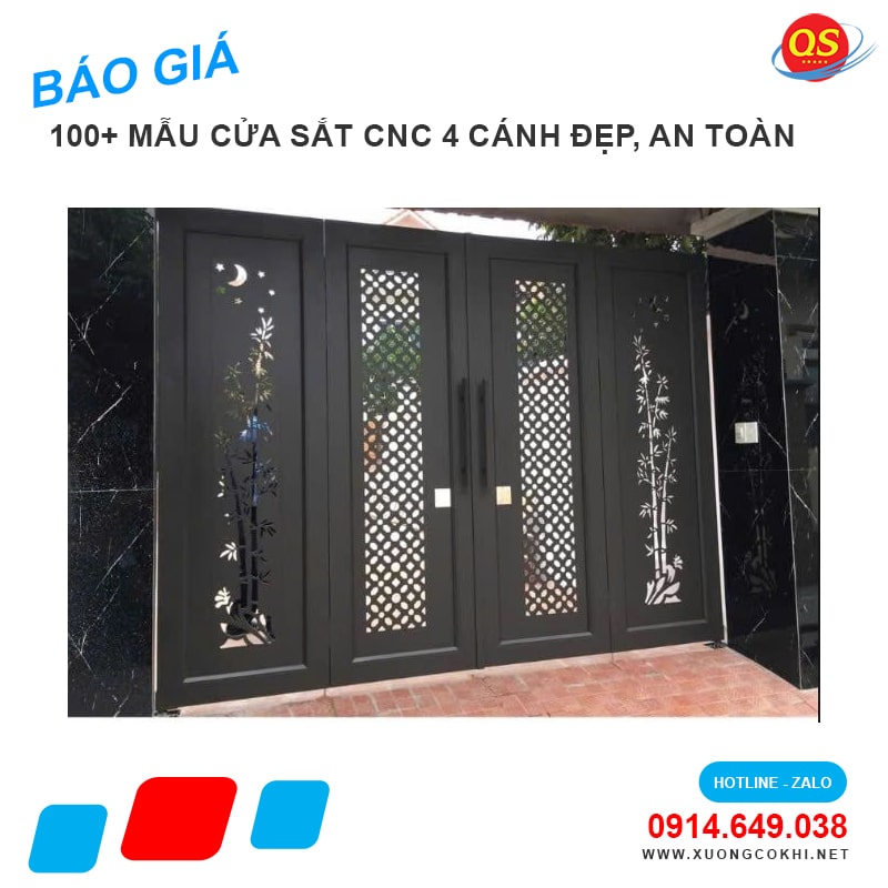 Báo giá mẫu cửa sắt CNC 4 cánh đẹp bao nhiêu 1m2?