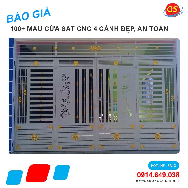 Báo giá mẫu cửa sắt CNC 4 cánh đẹp bao nhiêu 1m2?