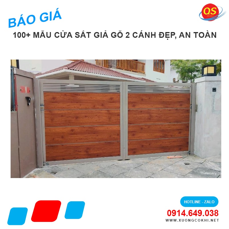 Báo giá mẫu cửa sắt giả gỗ 2 cánh đẹp 2025 tại Hà Nội