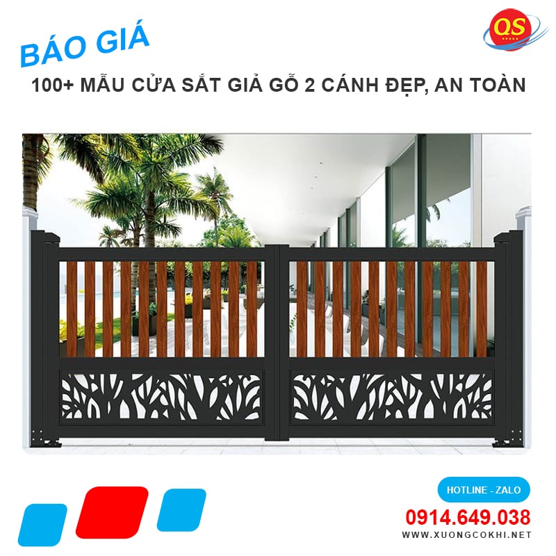 Báo giá mẫu cửa sắt giả gỗ 2 cánh đẹp 2025 tại Hà Nội