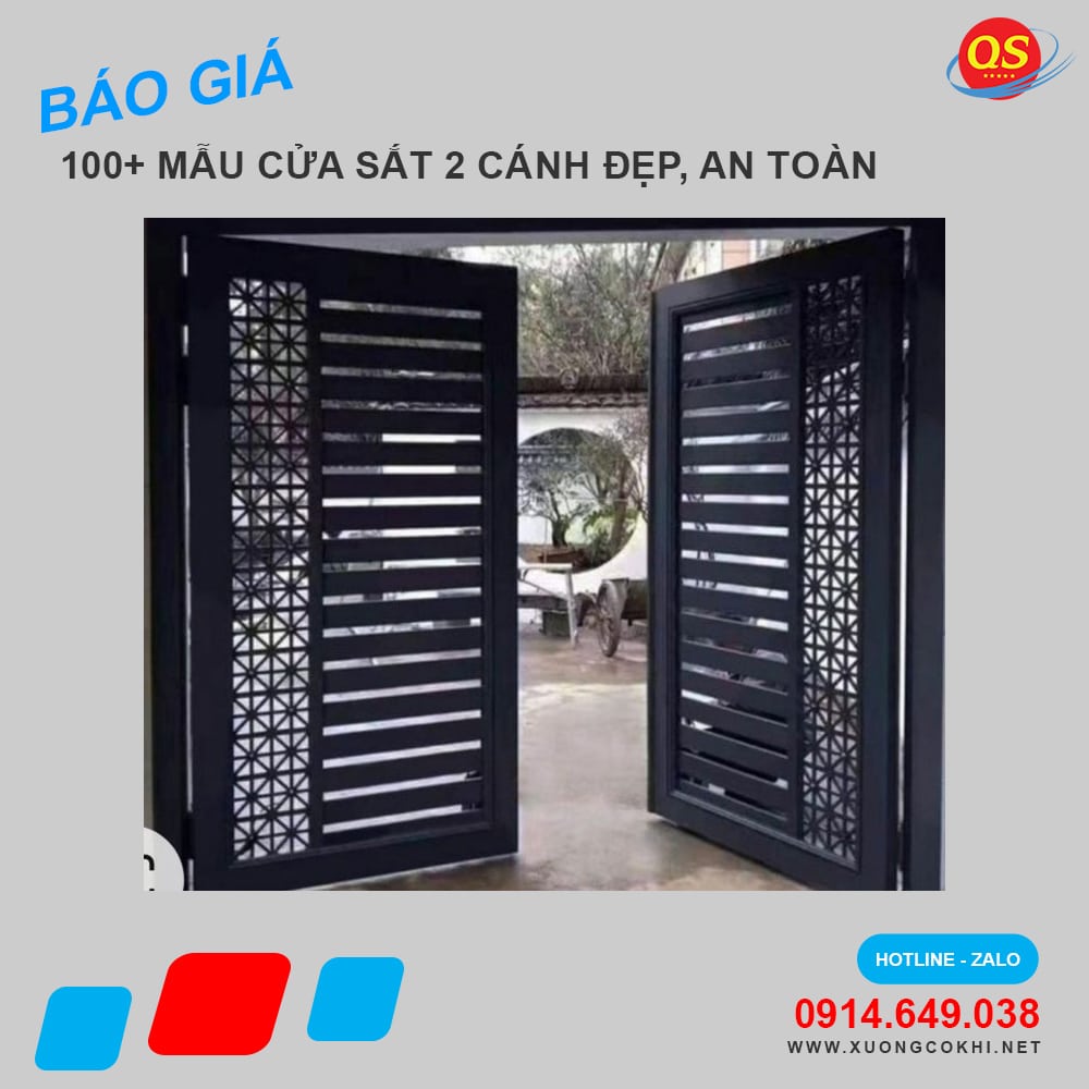Báo giá 30+ mẫu cửa sắt hộp 2 cánh đẹp hiện đại