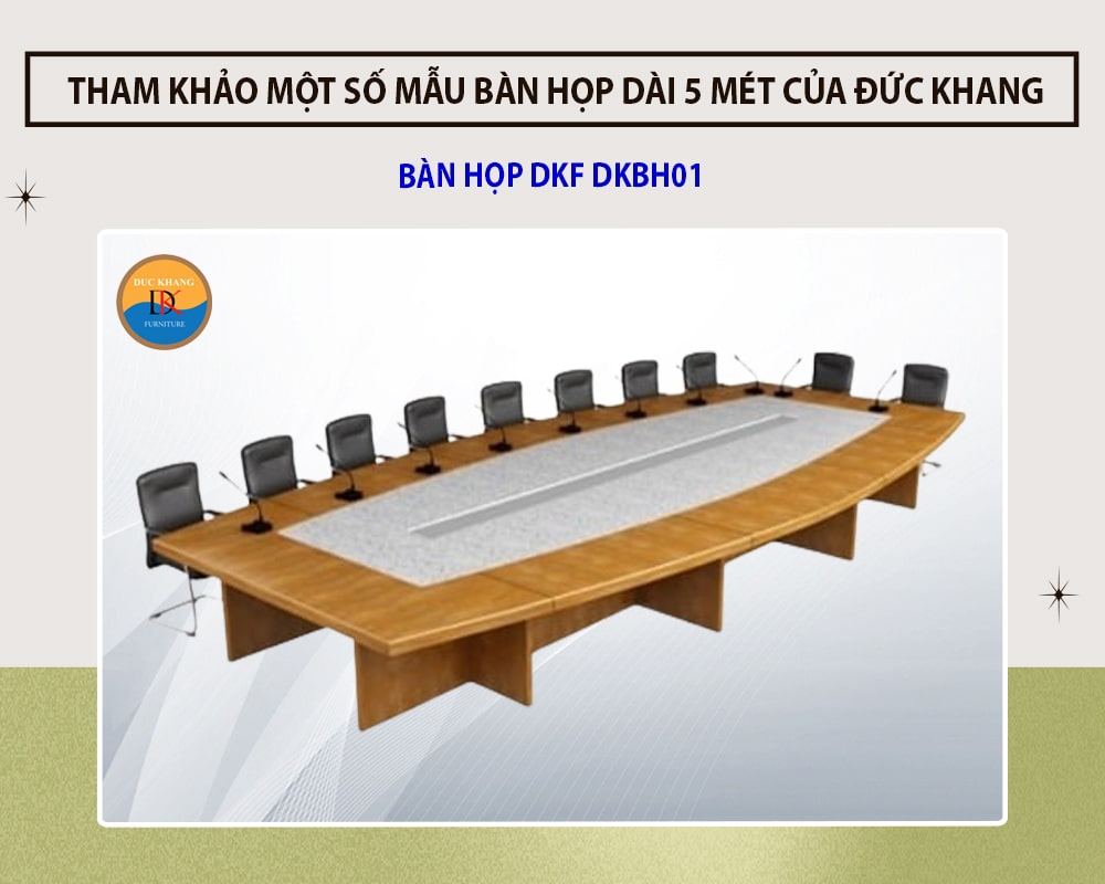 Bàn họp dài 5 mét Đức Khang phù hợp mấy người ngồi?