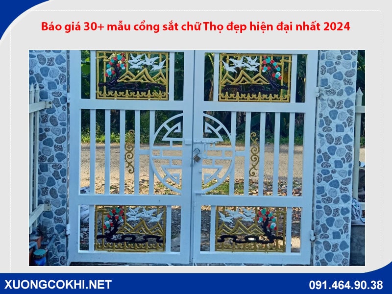 Báo giá 30+ mẫu cổng sắt chữ Thọ đẹp hiện đại nhất 2024