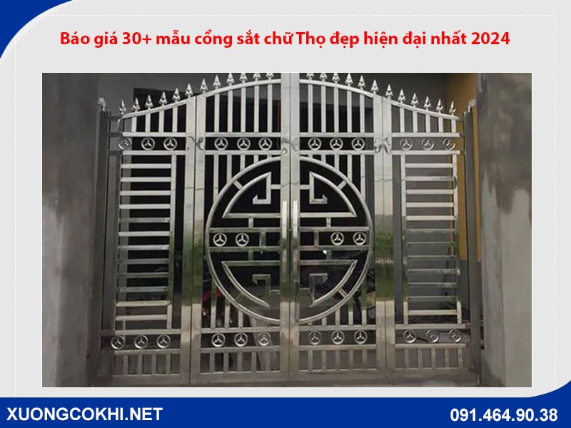 Báo giá 30+ mẫu cổng sắt chữ Thọ đẹp hiện đại nhất 2024