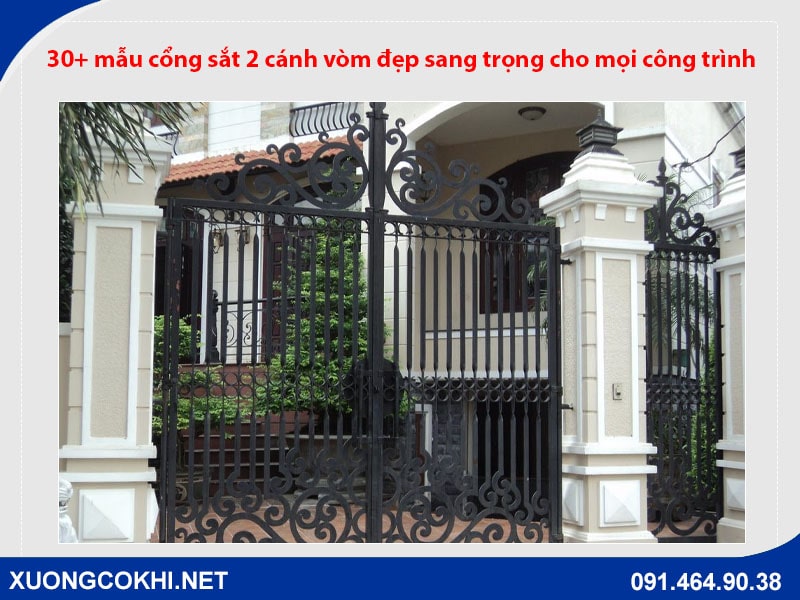 30+ mẫu cổng sắt 2 cánh vòm đẹp sang trọng cho mọi công trình