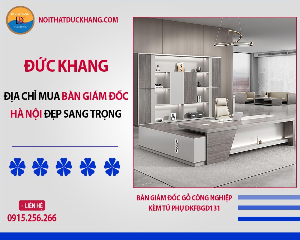 Bàn giám đốc gỗ công nghiệp kèm tủ phụ DKFBGD131
