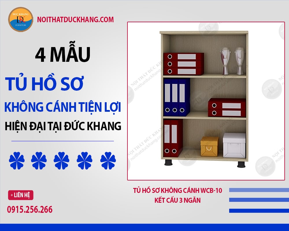 Tủ hồ sơ không cánh WCB-10 kết cấu 3 ngăn
