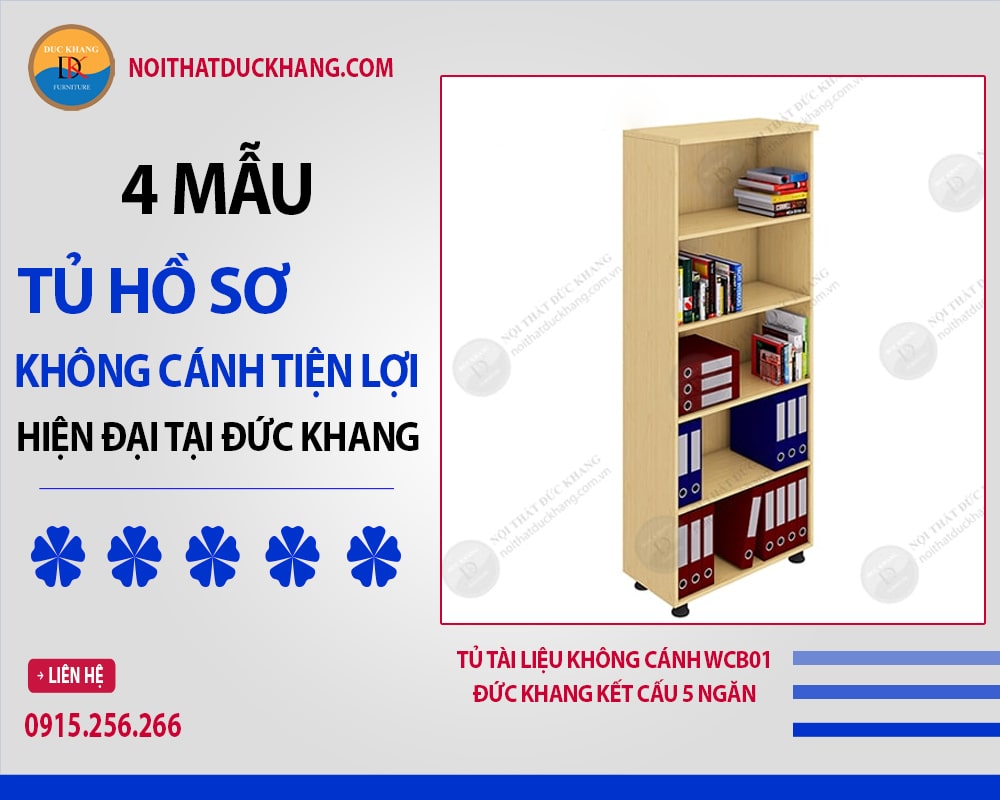 Tủ tài liệu không cánh WCB01 Đức Khang kết cấu 5 ngăn