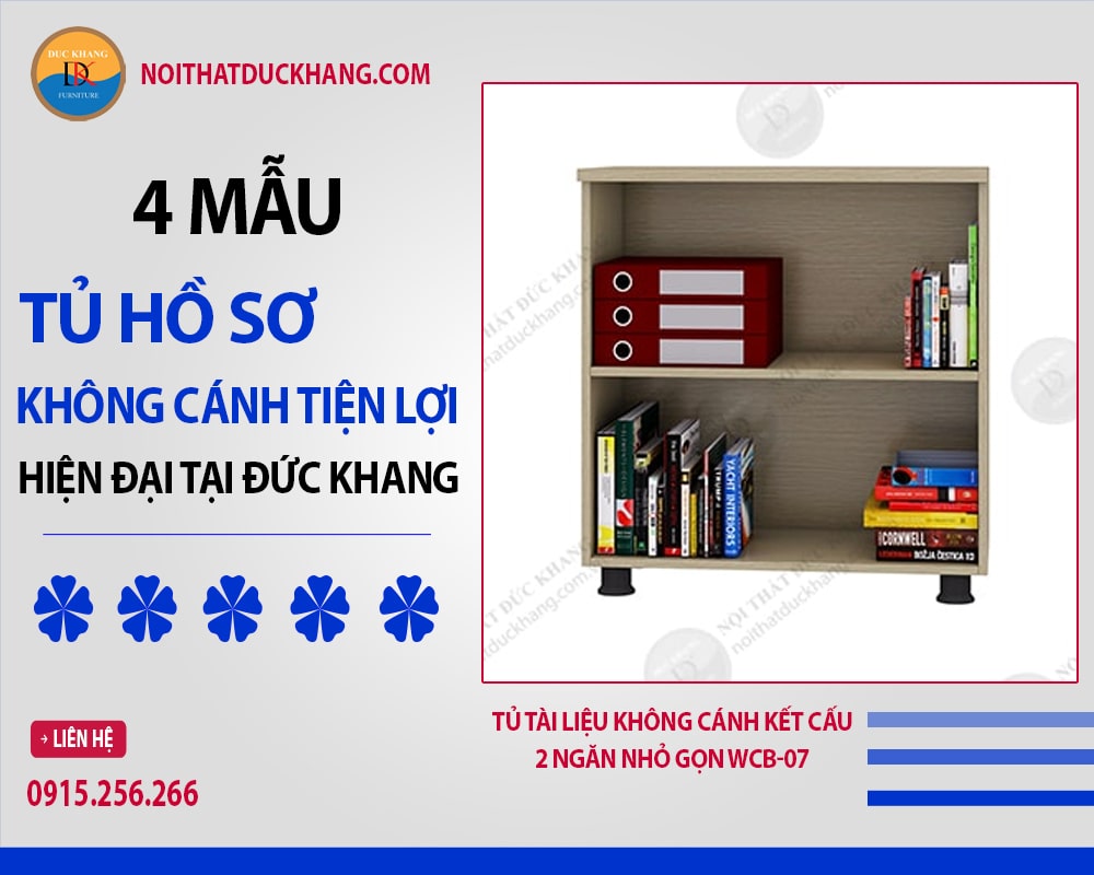 Tủ tài liệu không cánh kết cấu 2 ngăn nhỏ gọn WCB-07