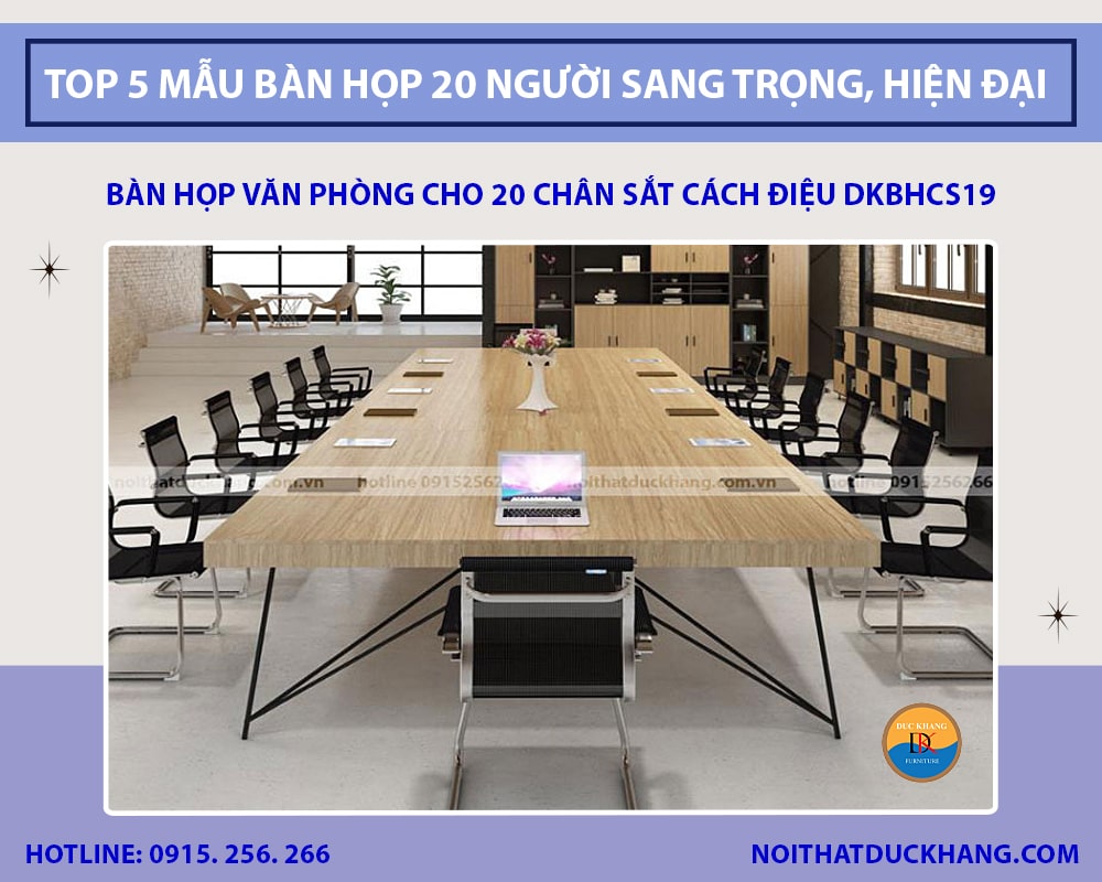 Bàn họp văn phòng cho 20 chân sắt cách điệu DKBHCS19 Bàn họp văn phòng cho 20 chân sắt cách điệu DKBHCS19