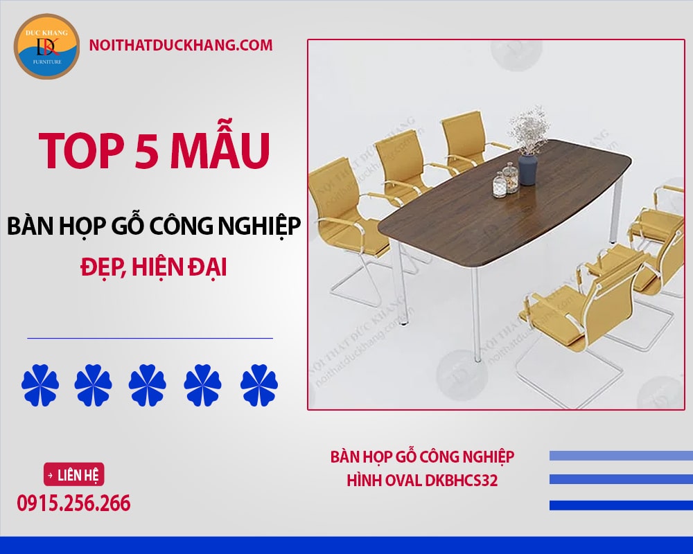 Bàn họp gỗ công nghiệp hình Oval DKBHCS32