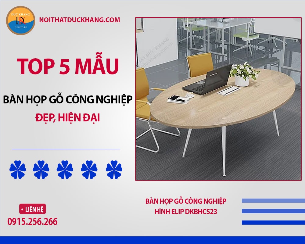 Bàn họp gỗ công nghiệp hình Elip DKBHCS23