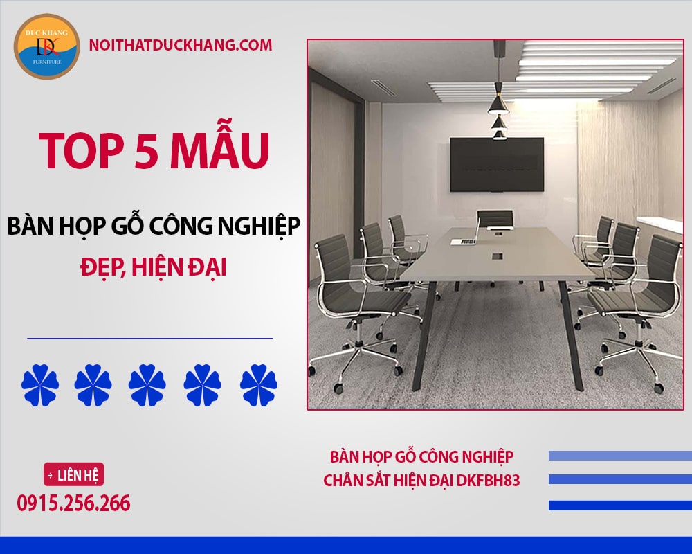 Bàn họp gỗ công nghiệp chân sắt hiện đại DKFBH83
