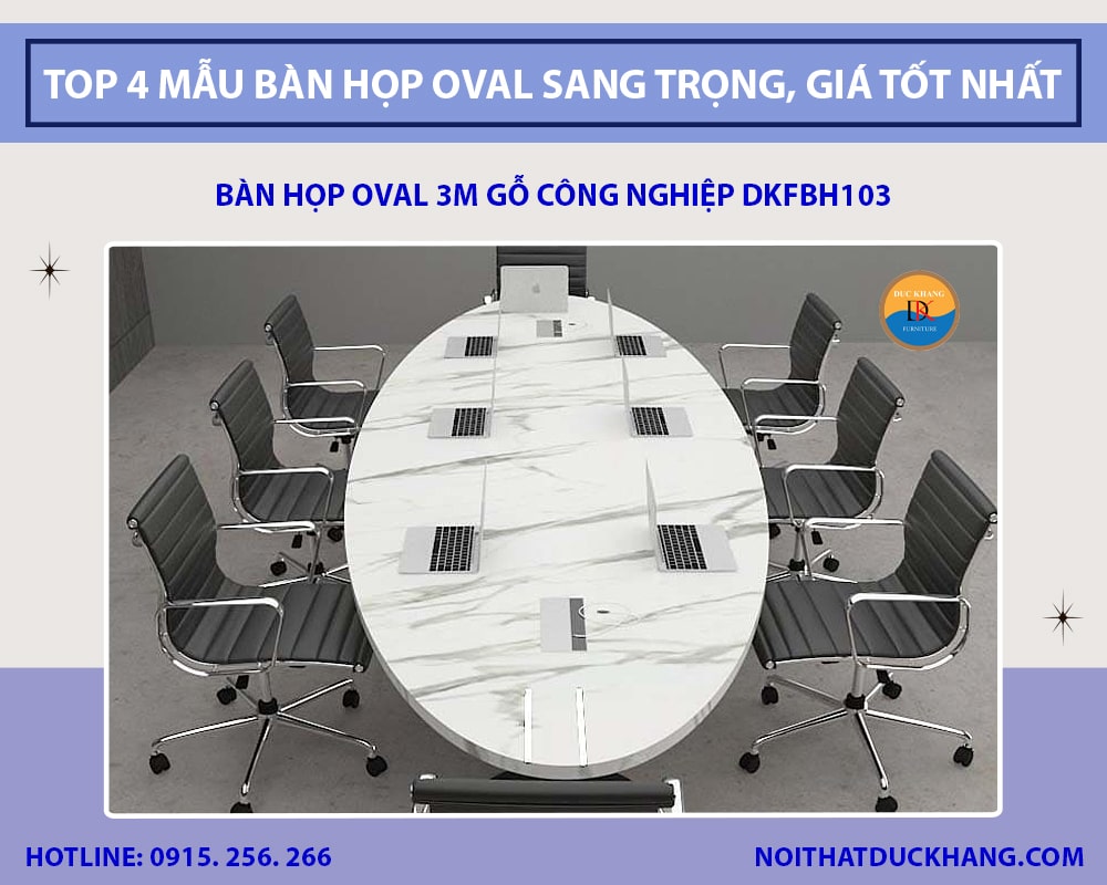 Bàn họp Oval 3m gỗ công nghiệp DKFBH103