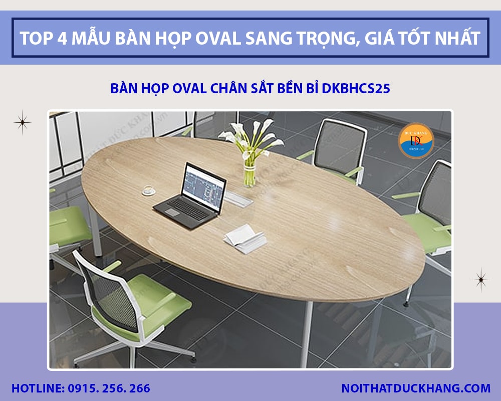 Bàn họp oval chân sắt bền bỉ DKBHCS25