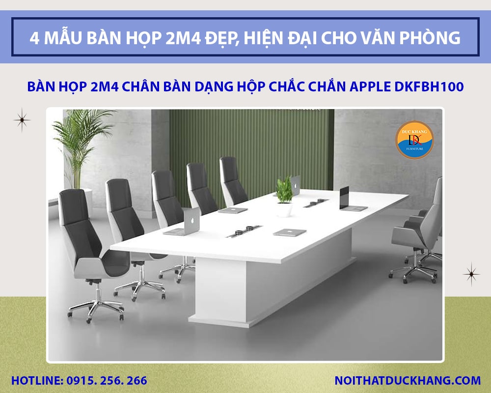 Top 4 mẫu bàn họp 2m4 đẹp, hiện đại cho văn phòng 2025
