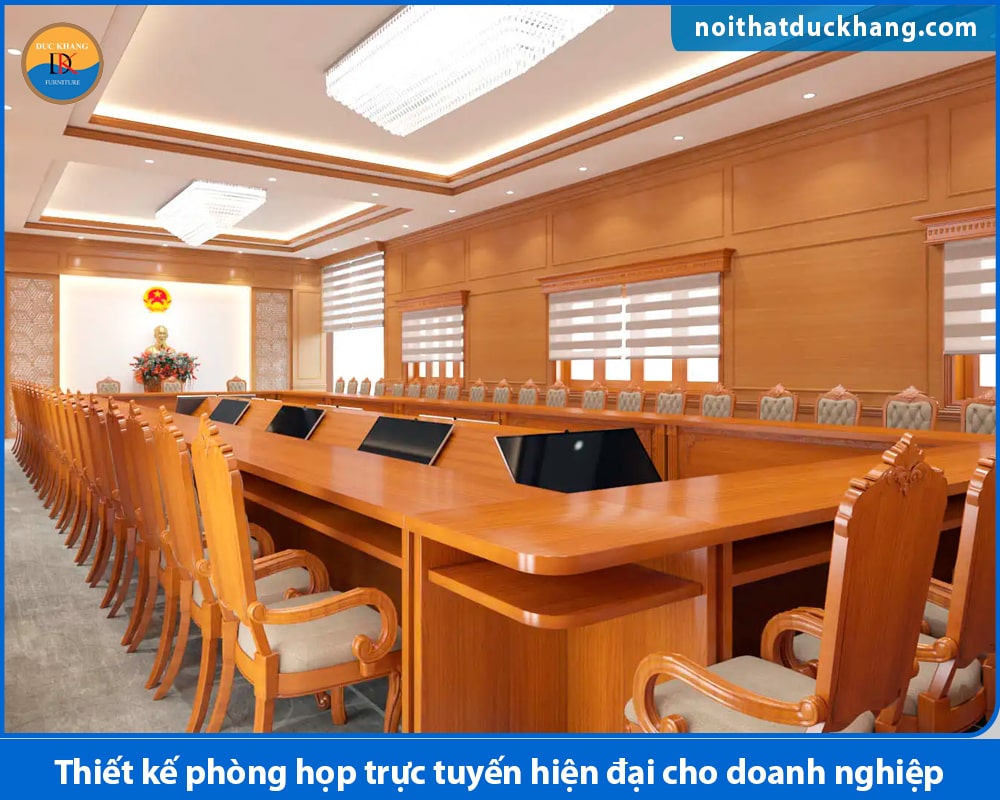 Thiết kế phòng họp trực tuyến hiện đại cho doanh nghiệp