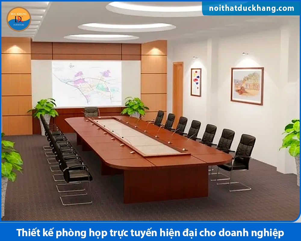 Thiết kế phòng họp trực tuyến hiện đại cho doanh nghiệp