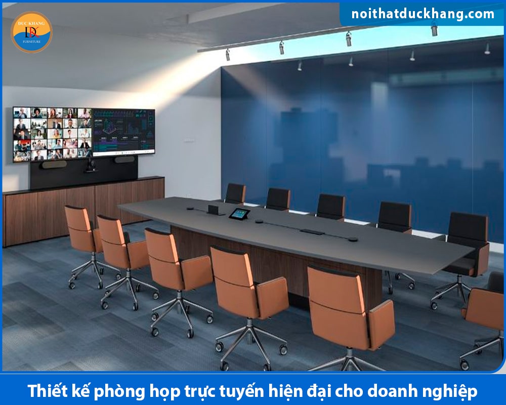 Thiết kế phòng họp trực tuyến hiện đại cho doanh nghiệp