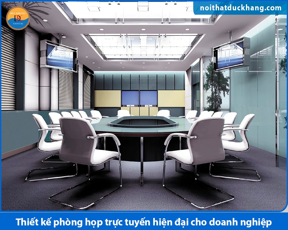 Thiết kế phòng họp trực tuyến hiện đại cho doanh nghiệp